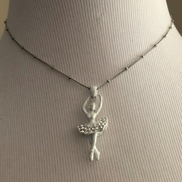 Fashion Jewelry Jewelry - ⬇️❗️ White Ballet Dancer on Silver Tone Necklace